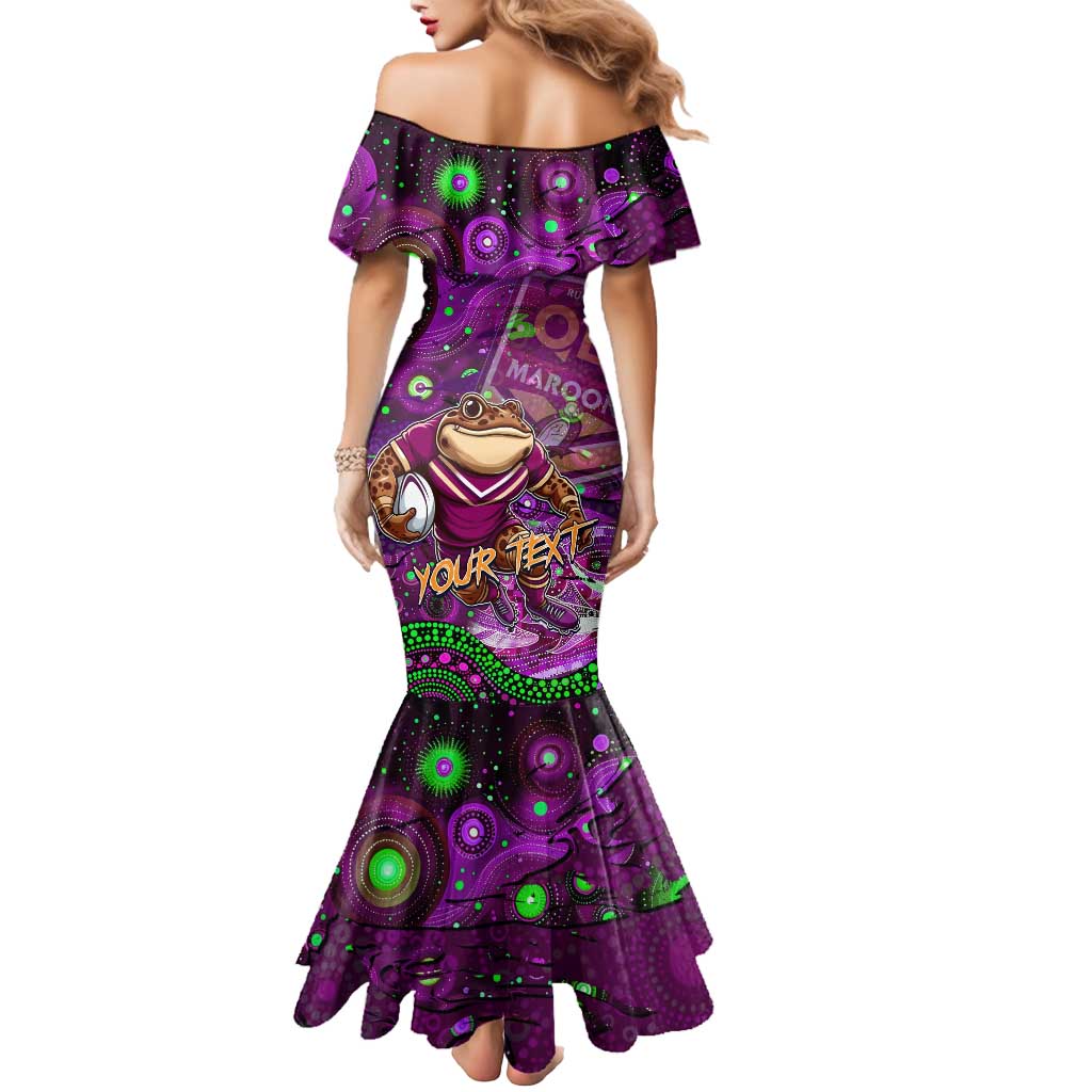 Personalised Mascot Queensland Maroons Rugby Mermaid Dress Aboriginal Galaxy
