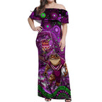 Personalised Mascot Queensland Maroons Rugby Off Shoulder Maxi Dress Aboriginal Galaxy