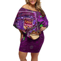 Personalised Mascot Queensland Maroons Rugby Off Shoulder Short Dress Aboriginal Galaxy
