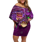 Personalised Mascot Queensland Maroons Rugby Off Shoulder Short Dress Aboriginal Galaxy