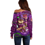 Personalised Mascot Queensland Maroons Rugby Off Shoulder Sweater Aboriginal Galaxy
