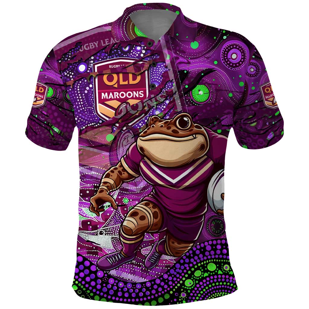 Personalised Mascot Queensland Maroons Rugby Polo Shirt Aboriginal Galaxy