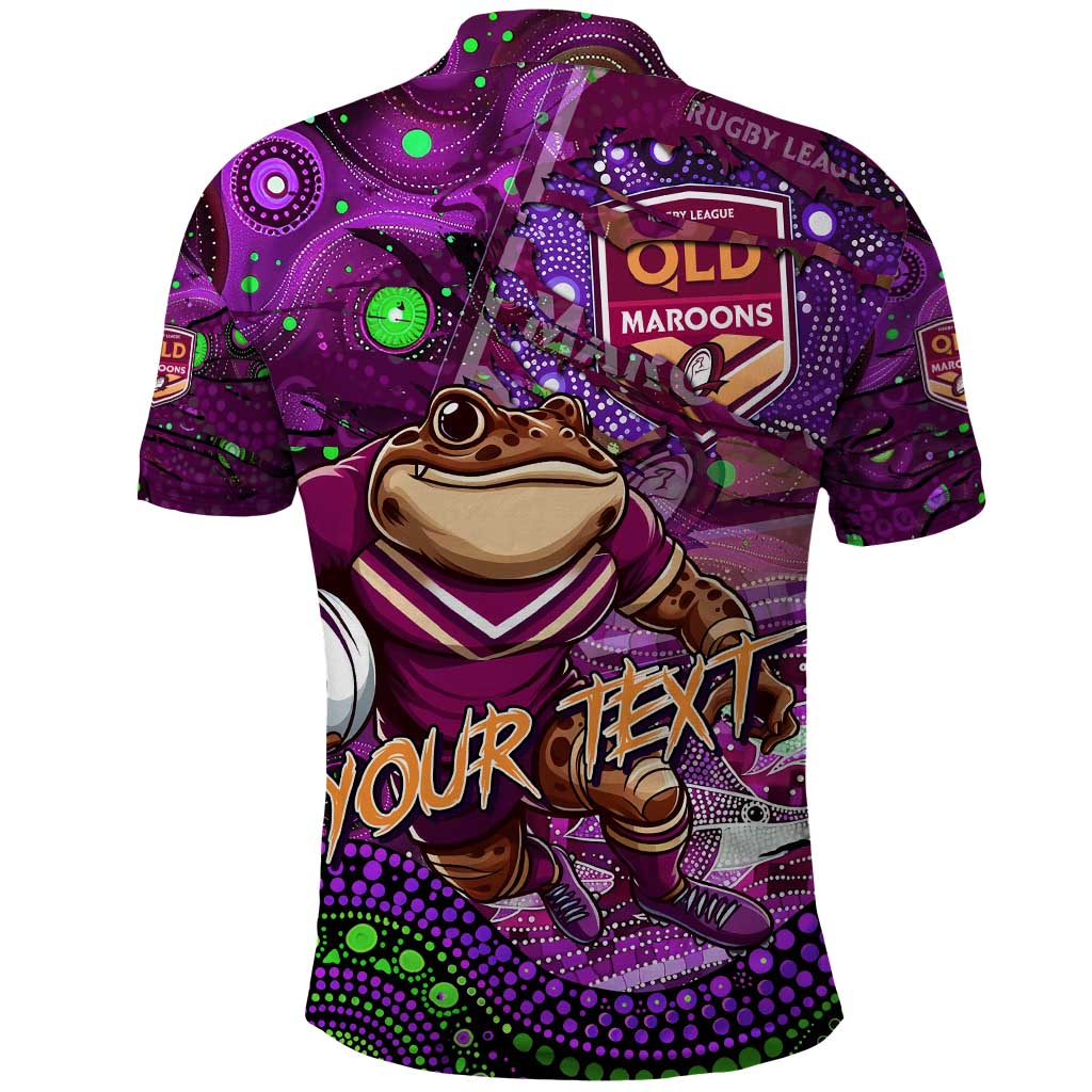 Personalised Mascot Queensland Maroons Rugby Polo Shirt Aboriginal Galaxy