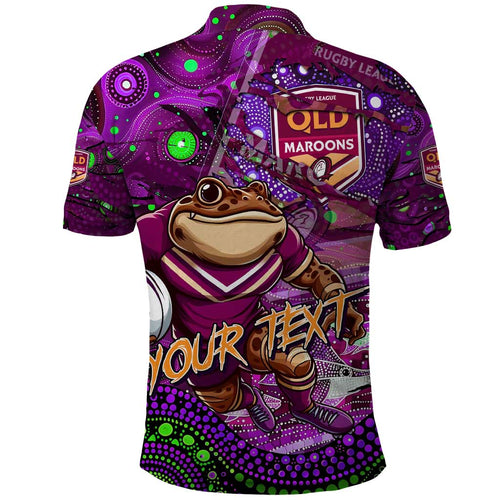 Personalised Mascot Queensland Maroons Rugby Polo Shirt Aboriginal Galaxy