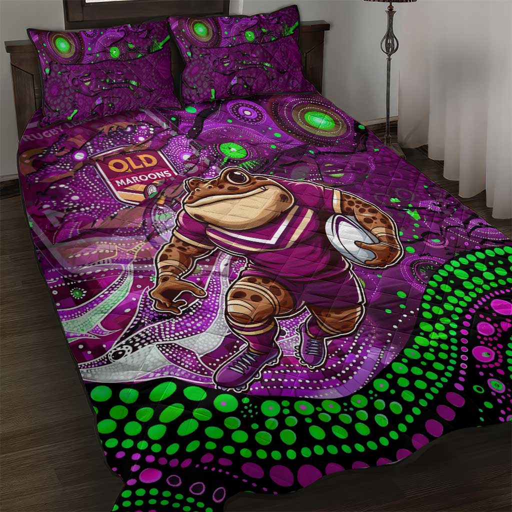 Mascot Queensland Maroons Rugby Quilt Bed Set Aboriginal Galaxy