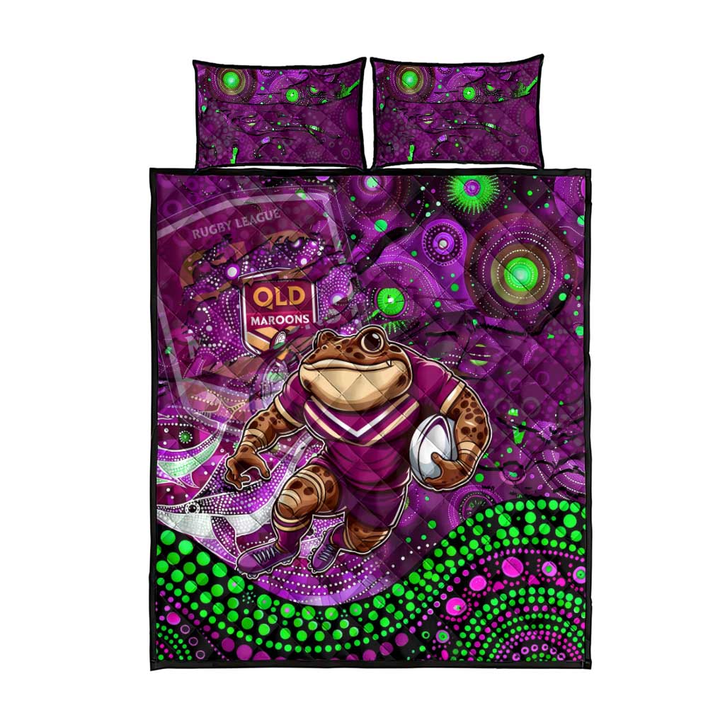 Mascot Queensland Maroons Rugby Quilt Bed Set Aboriginal Galaxy