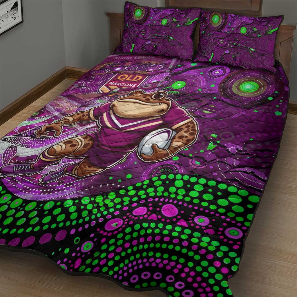 Mascot Queensland Maroons Rugby Quilt Bed Set Aboriginal Galaxy
