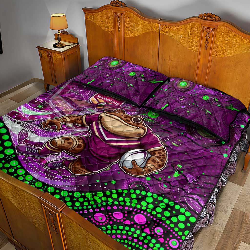 Mascot Queensland Maroons Rugby Quilt Bed Set Aboriginal Galaxy