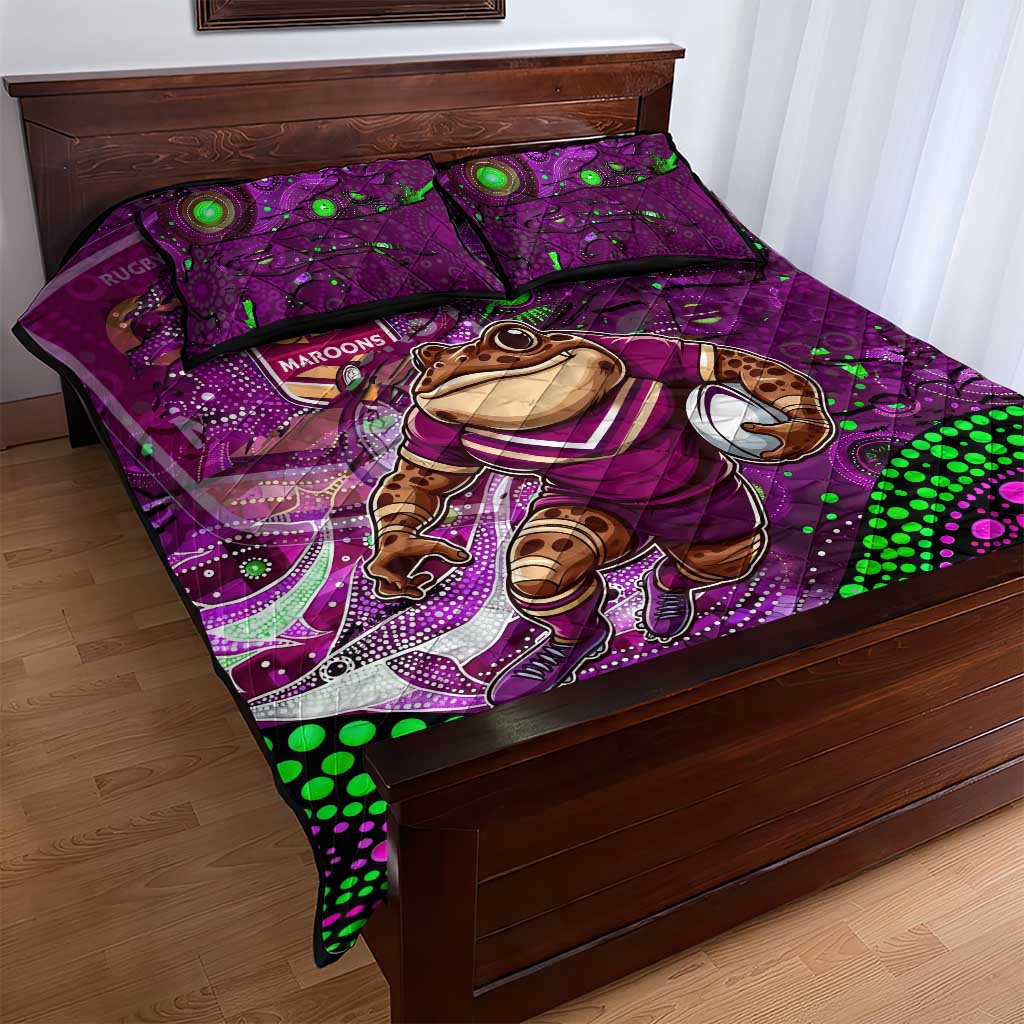 Mascot Queensland Maroons Rugby Quilt Bed Set Aboriginal Galaxy