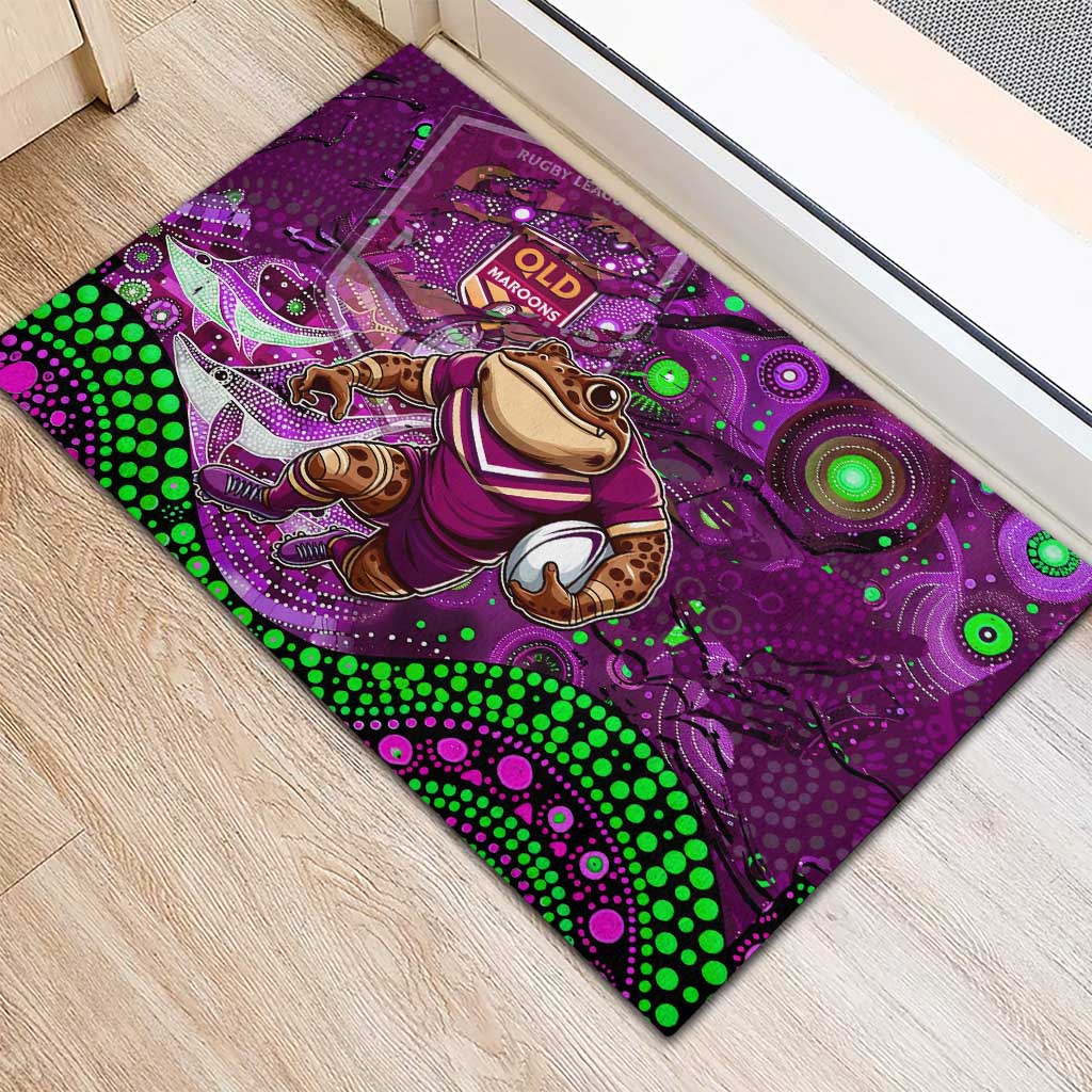 Mascot Queensland Maroons Rugby Rubber Doormat Aboriginal Galaxy
