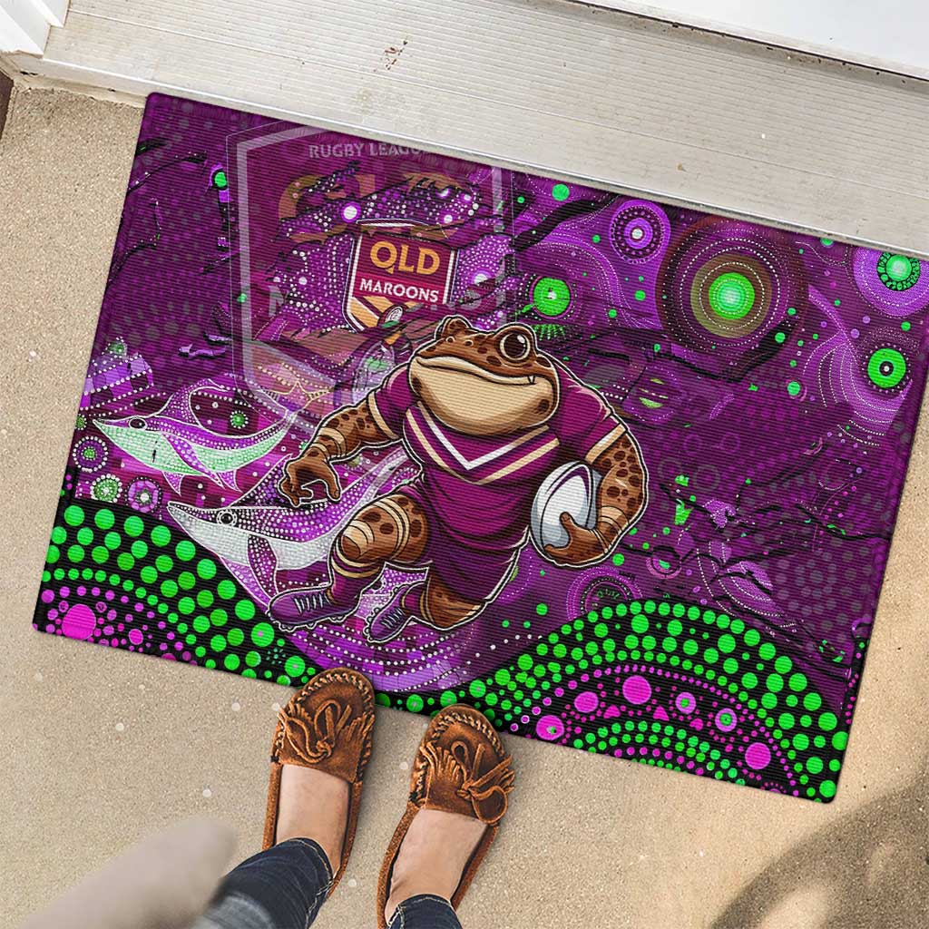 Mascot Queensland Maroons Rugby Rubber Doormat Aboriginal Galaxy