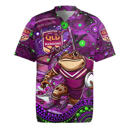 Personalised Mascot Queensland Maroons Rugby Rugby Jersey Aboriginal Galaxy