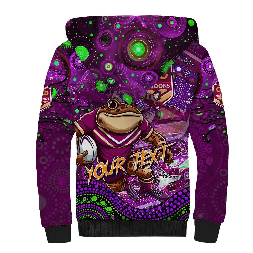 Personalised Mascot Queensland Maroons Rugby Sherpa Hoodie Aboriginal Galaxy