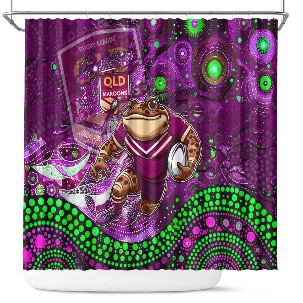Mascot Queensland Maroons Rugby Shower Curtain Aboriginal Galaxy