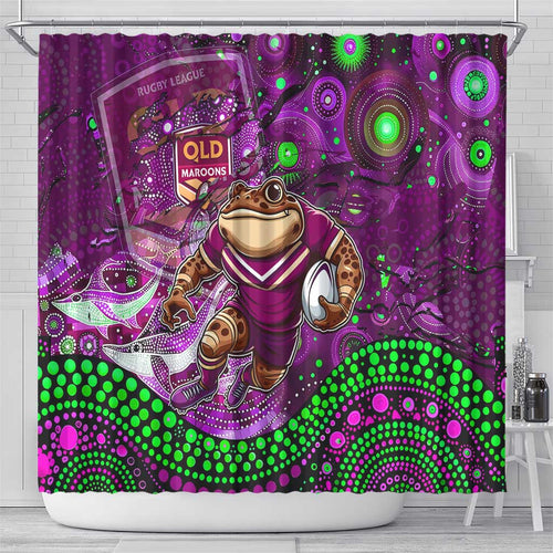 Mascot Queensland Maroons Rugby Shower Curtain Aboriginal Galaxy