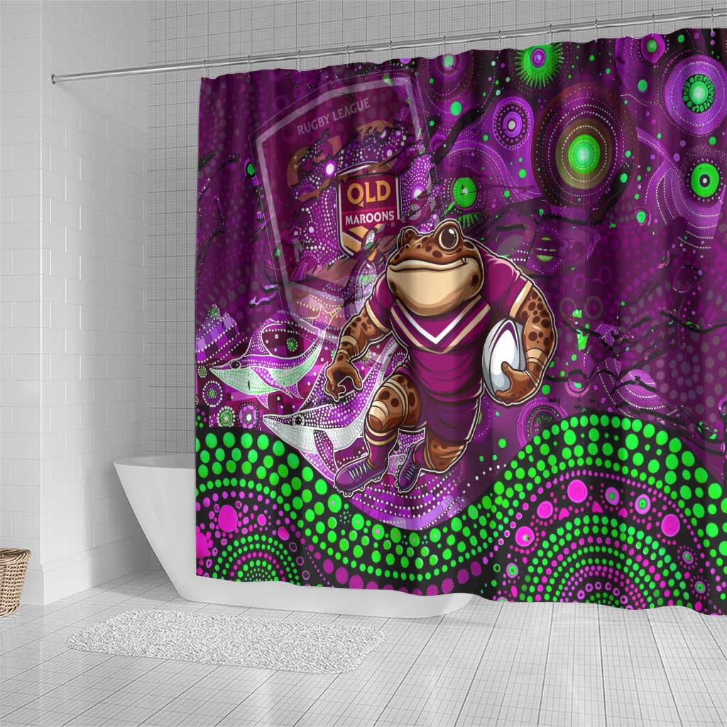 Mascot Queensland Maroons Rugby Shower Curtain Aboriginal Galaxy