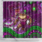 Mascot Queensland Maroons Rugby Shower Curtain Aboriginal Galaxy