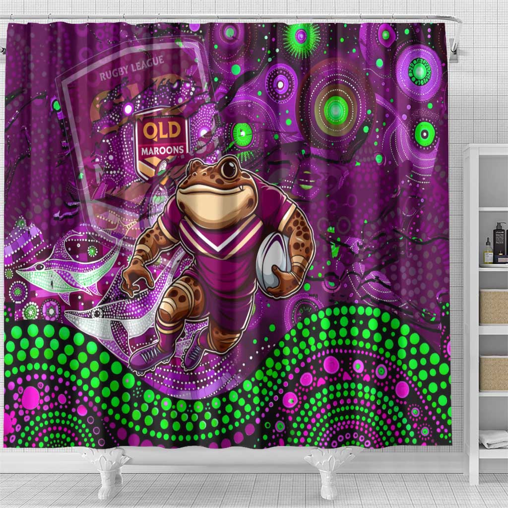 Mascot Queensland Maroons Rugby Shower Curtain Aboriginal Galaxy