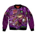 Personalised Mascot Queensland Maroons Rugby Sleeve Zip Bomber Jacket Aboriginal Galaxy