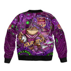 Personalised Mascot Queensland Maroons Rugby Sleeve Zip Bomber Jacket Aboriginal Galaxy