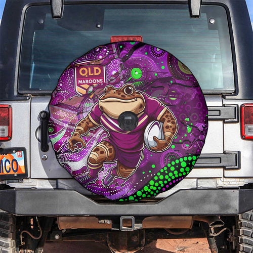 Mascot Queensland Maroons Rugby Spare Tire Cover Aboriginal Galaxy