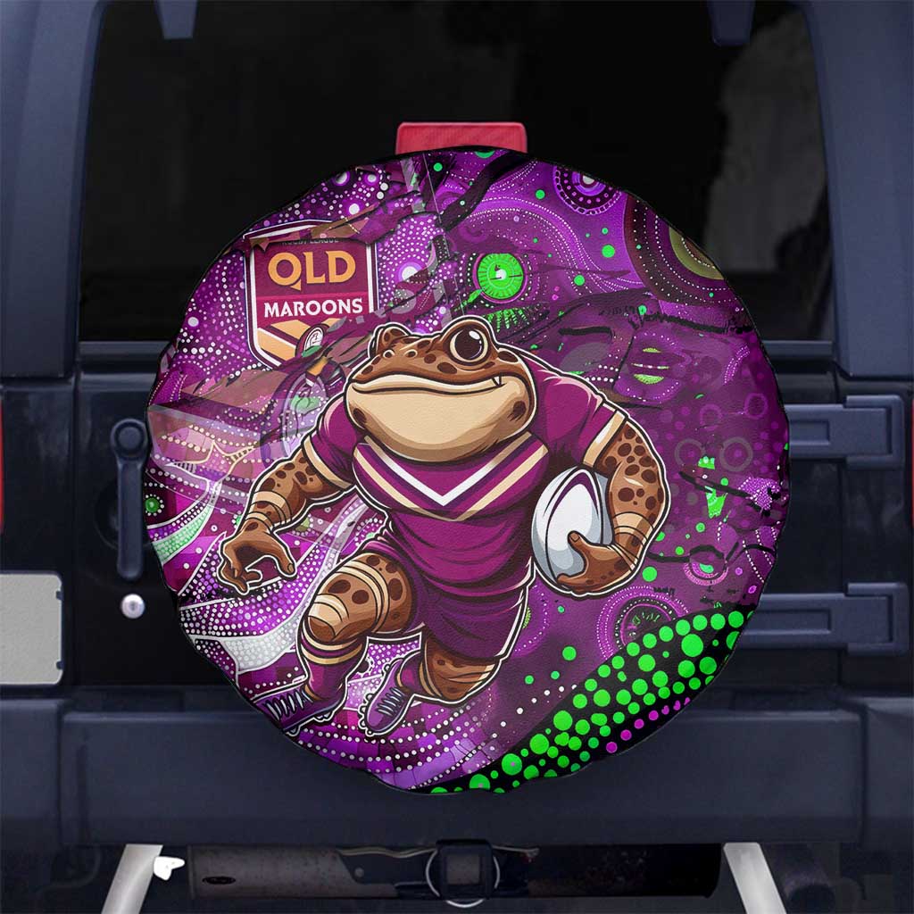 Mascot Queensland Maroons Rugby Spare Tire Cover Aboriginal Galaxy