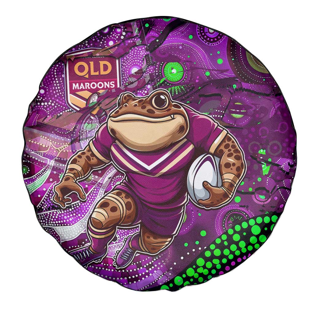 Mascot Queensland Maroons Rugby Spare Tire Cover Aboriginal Galaxy