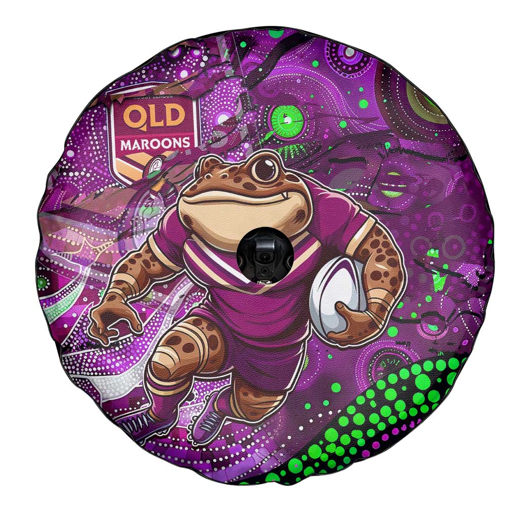 Mascot Queensland Maroons Rugby Spare Tire Cover Aboriginal Galaxy