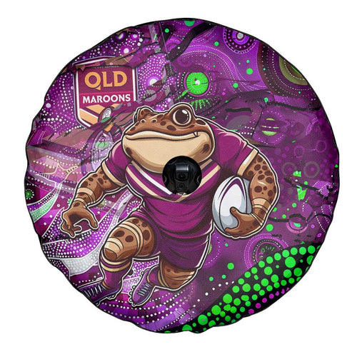 Mascot Queensland Maroons Rugby Spare Tire Cover Aboriginal Galaxy
