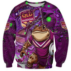 Personalised Mascot Queensland Maroons Rugby Sweatshirt Aboriginal Galaxy