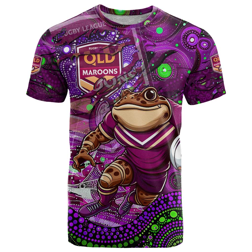 Personalised Mascot Queensland Maroons Rugby T Shirt Aboriginal Galaxy