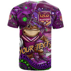 Personalised Mascot Queensland Maroons Rugby T Shirt Aboriginal Galaxy
