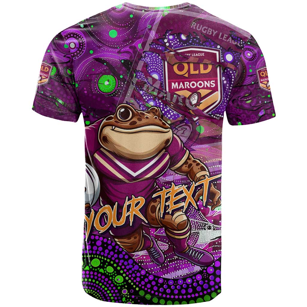 Personalised Mascot Queensland Maroons Rugby T Shirt Aboriginal Galaxy