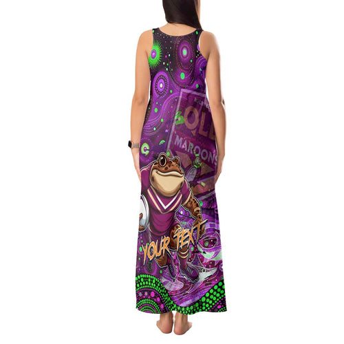 Personalised Mascot Queensland Maroons Rugby Tank Maxi Dress Aboriginal Galaxy