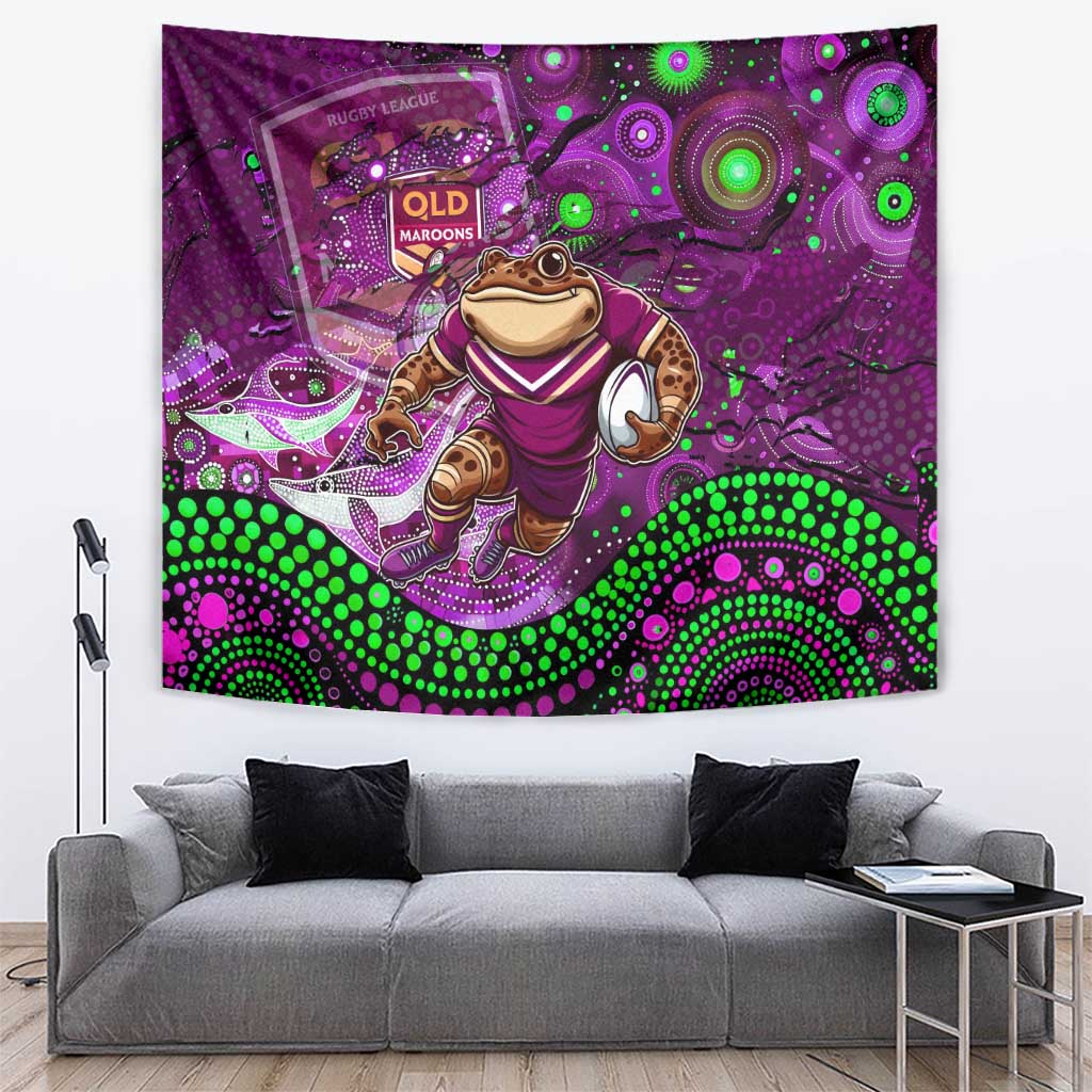 Mascot Queensland Maroons Rugby Tapestry Aboriginal Galaxy