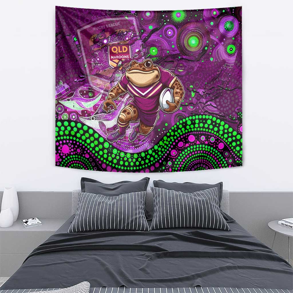 Mascot Queensland Maroons Rugby Tapestry Aboriginal Galaxy