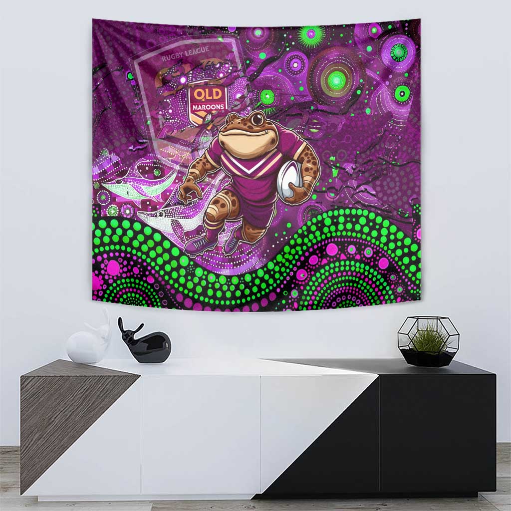 Mascot Queensland Maroons Rugby Tapestry Aboriginal Galaxy