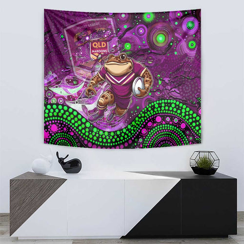 Mascot Queensland Maroons Rugby Tapestry Aboriginal Galaxy