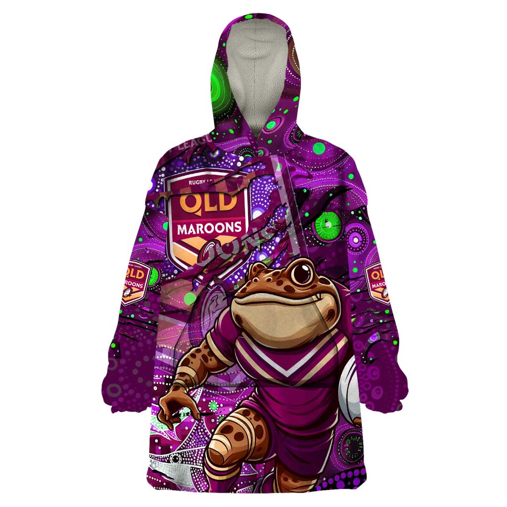 Personalised Mascot Queensland Maroons Rugby Wearable Blanket Hoodie Aboriginal Galaxy