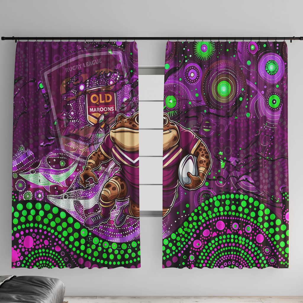 Mascot Queensland Maroons Rugby Window Curtain Aboriginal Galaxy