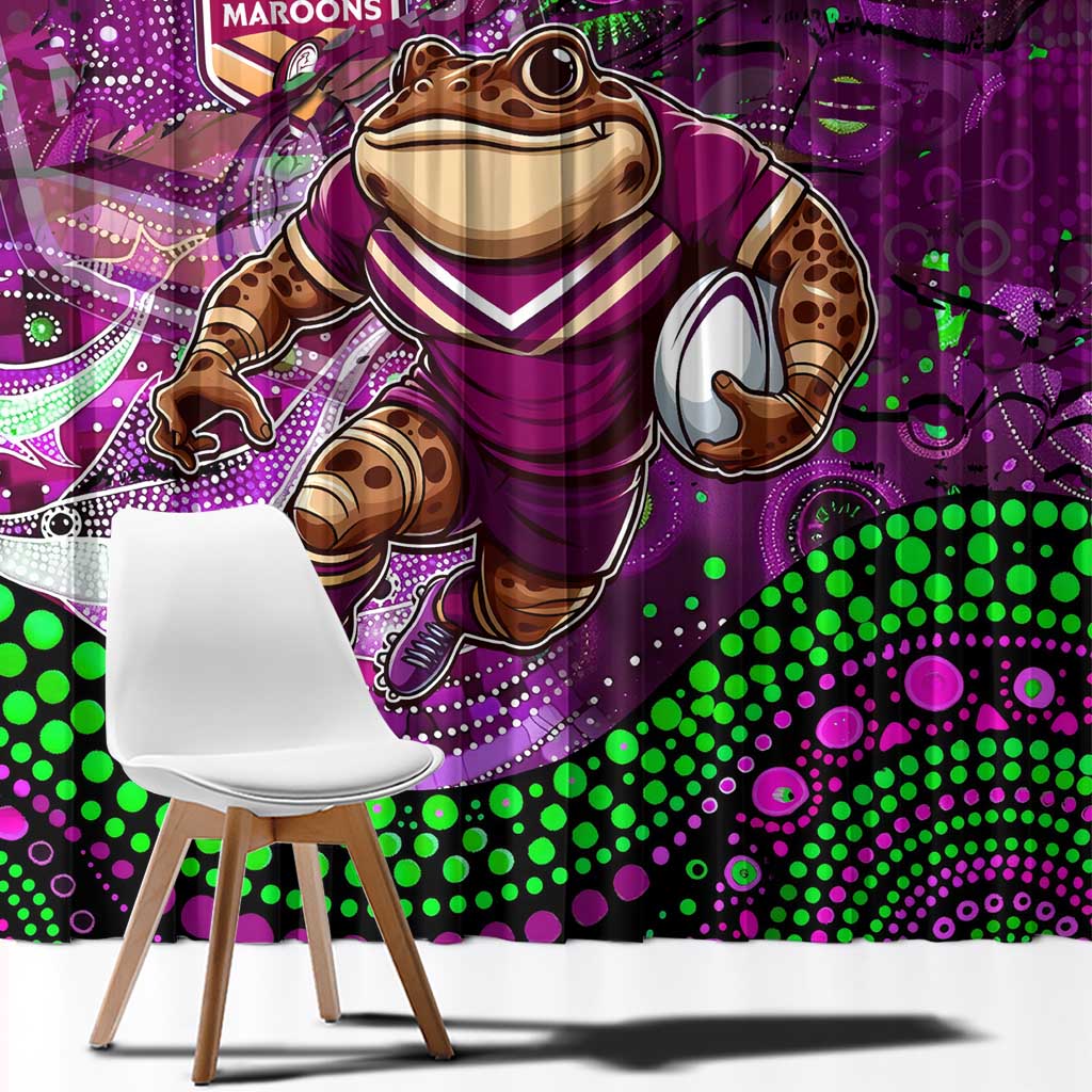 Mascot Queensland Maroons Rugby Window Curtain Aboriginal Galaxy