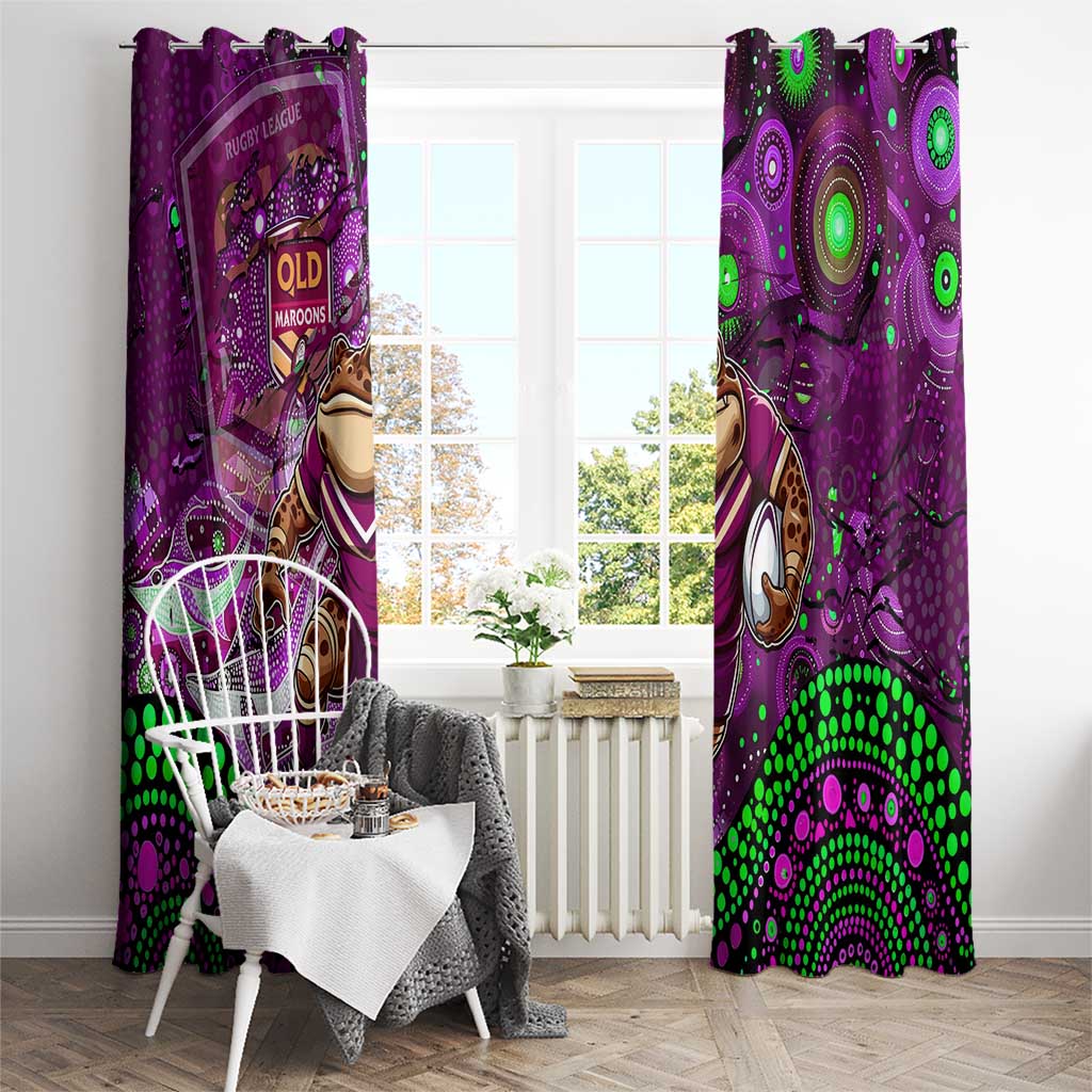 Mascot Queensland Maroons Rugby Window Curtain Aboriginal Galaxy