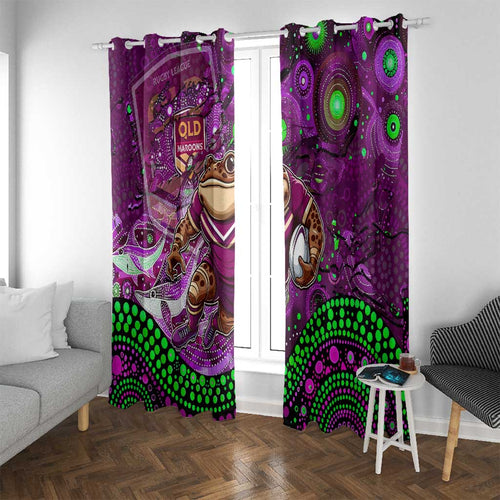 Mascot Queensland Maroons Rugby Window Curtain Aboriginal Galaxy