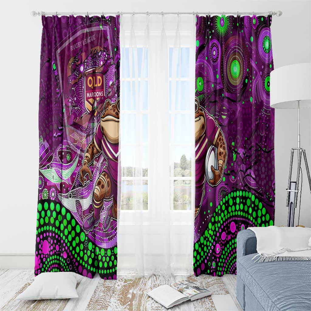 Mascot Queensland Maroons Rugby Window Curtain Aboriginal Galaxy