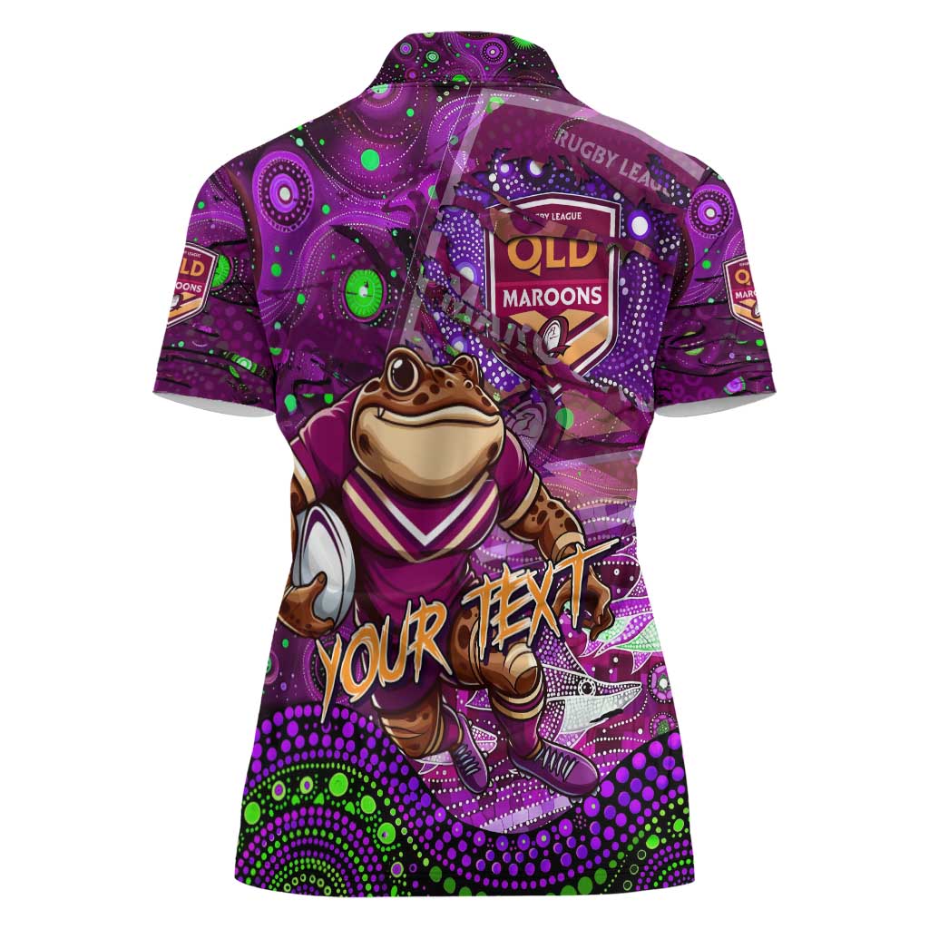 Personalised Mascot Queensland Maroons Rugby Women Polo Shirt Aboriginal Galaxy