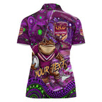 Personalised Mascot Queensland Maroons Rugby Women Polo Shirt Aboriginal Galaxy