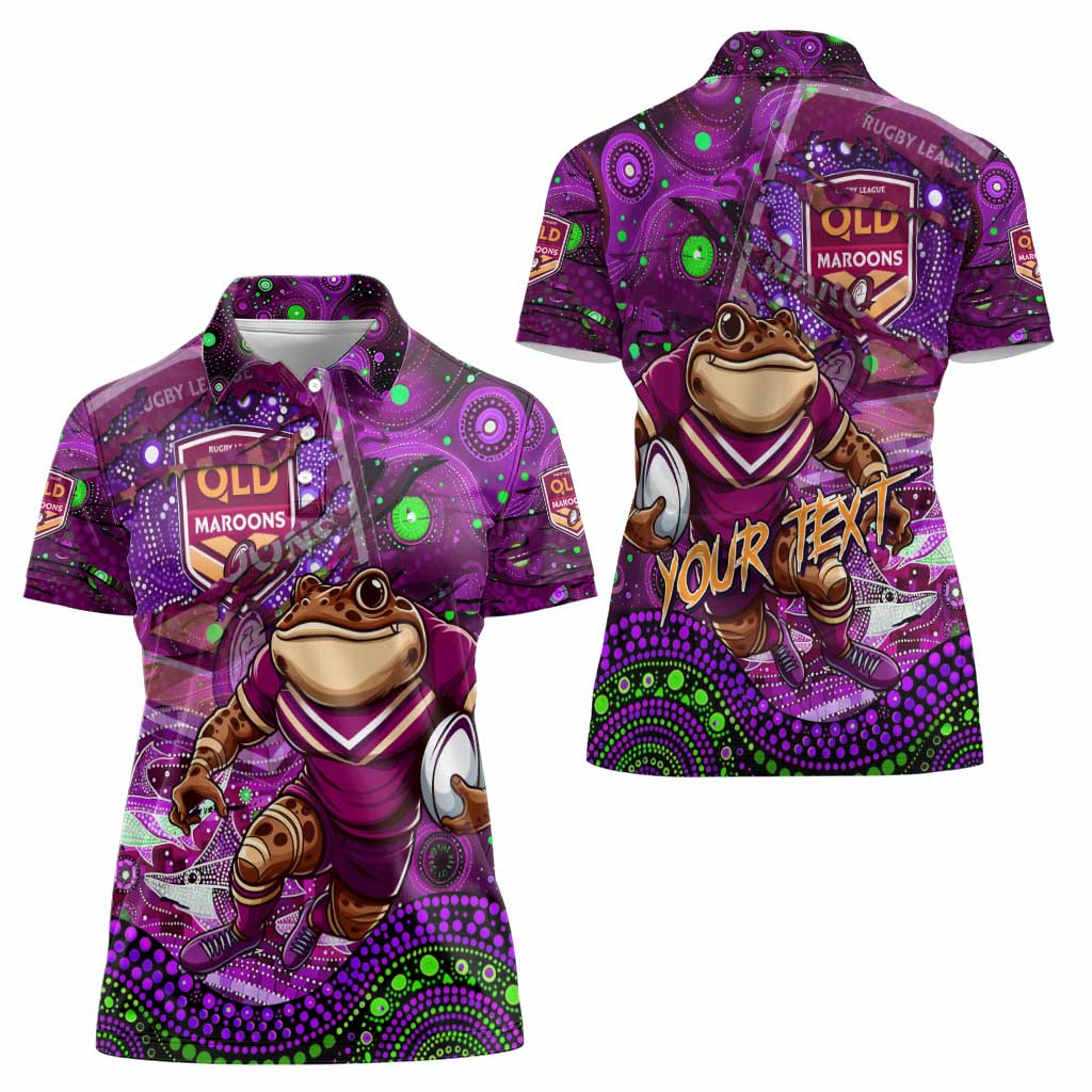 Personalised Mascot Queensland Maroons Rugby Women Polo Shirt Aboriginal Galaxy