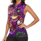 Personalised Mascot Queensland Maroons Rugby Women Sleeveless Polo Shirt Aboriginal Galaxy