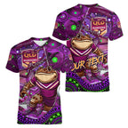 Personalised Mascot Queensland Maroons Rugby Women V-Neck T-Shirt Aboriginal Galaxy