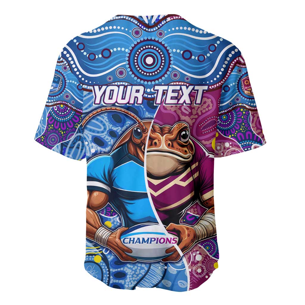 Custom Blues Cockroaches And Maroons Cane Toads Baseball Jersey State of Origin Aboriginal